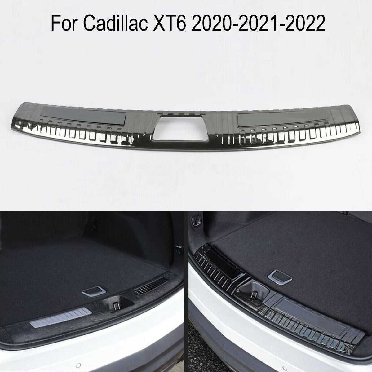 Black Rear Bumper Sill Scuff Plate Cover Guard Trim for Cadillac XT6 2020-2022