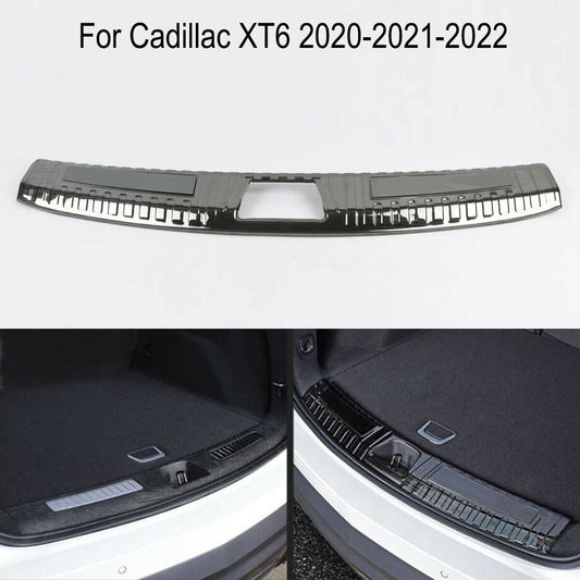 Black Rear Bumper Sill Scuff Plate Cover Guard Trim for Cadillac XT6 2020-2022