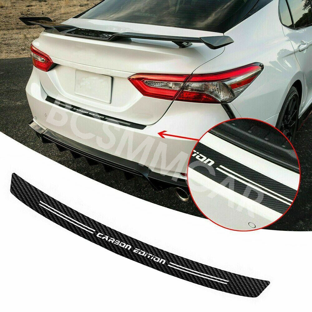 Carbon Fiber Look Car Rear Trunk Bumper Guard Accessories Sticker Moulding Trim