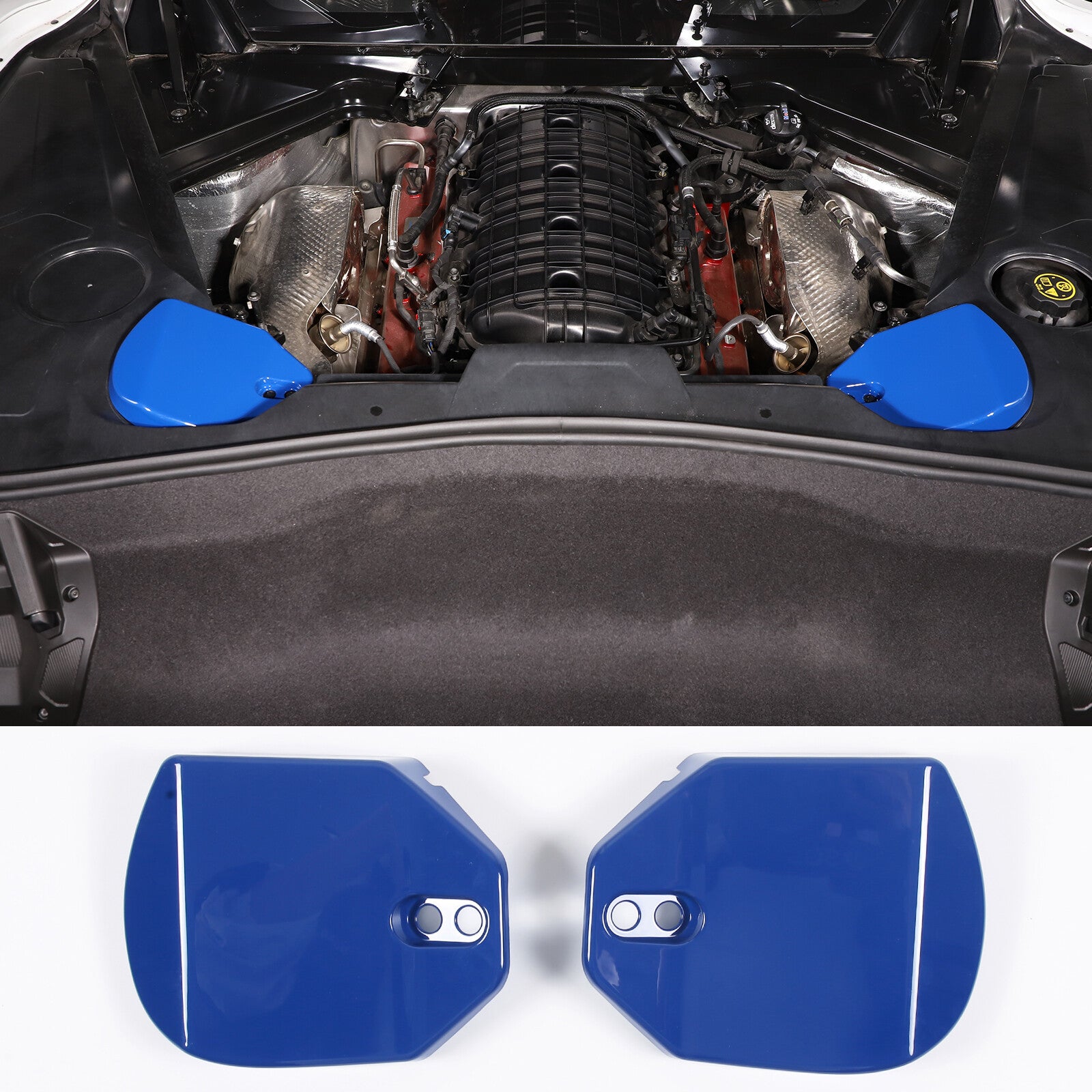 Blue Engine Bay Shockproof Panel Cover Trim for Corvette C8 2020-2023 2 Pieces n