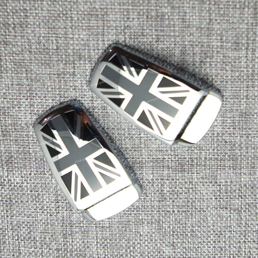 2pcs Gray Windshield Washer Wiper Spray Nozzle Cover Union Jack Fits for Mini Cooper