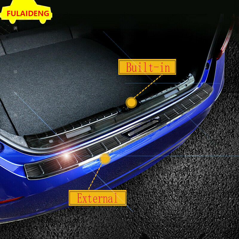 2P for Honda Accord 2018-2021 Black Rear Bumper Protector Sill Scuff Plate Cover