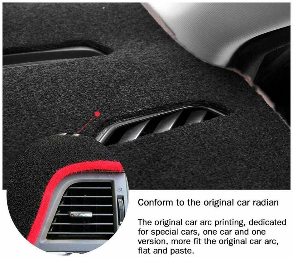 Car dashboard protector cover suitable for Kia Soul 2010-2013 car dashboard mat, black with red stitching. n