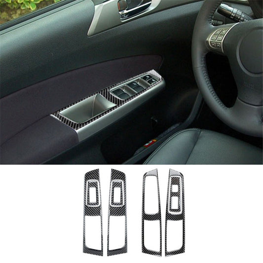 7Pcs Carbon Fiber Interior Door Control Cover Trim for Subaru Forester 2009-2013