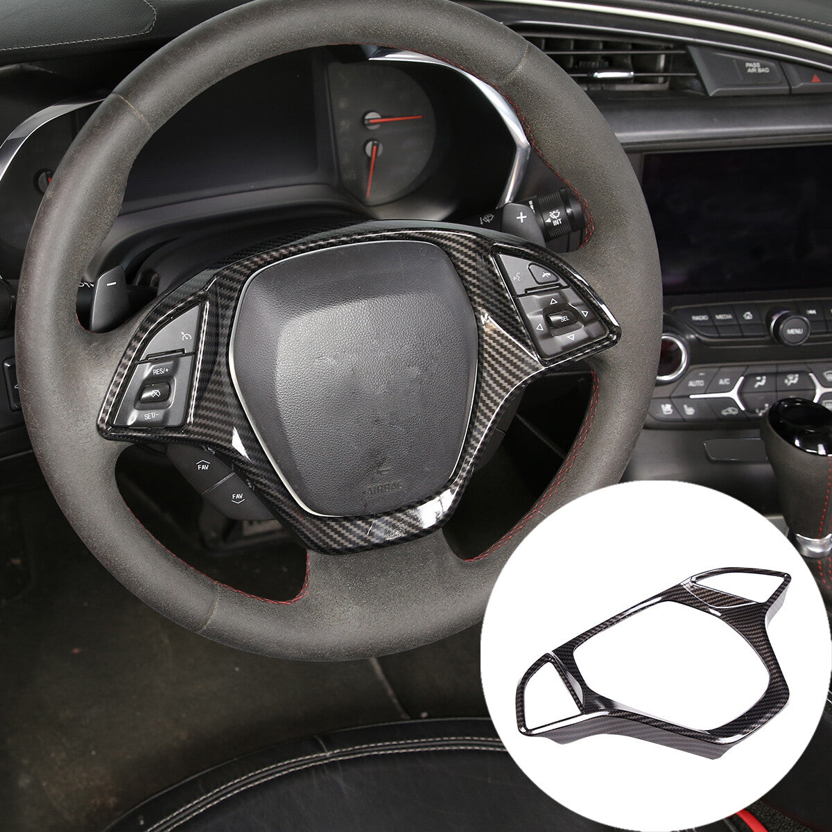 3 Red Steel Interior Instrument Tachometer Trim Ring for Tacoma 11-14 - v