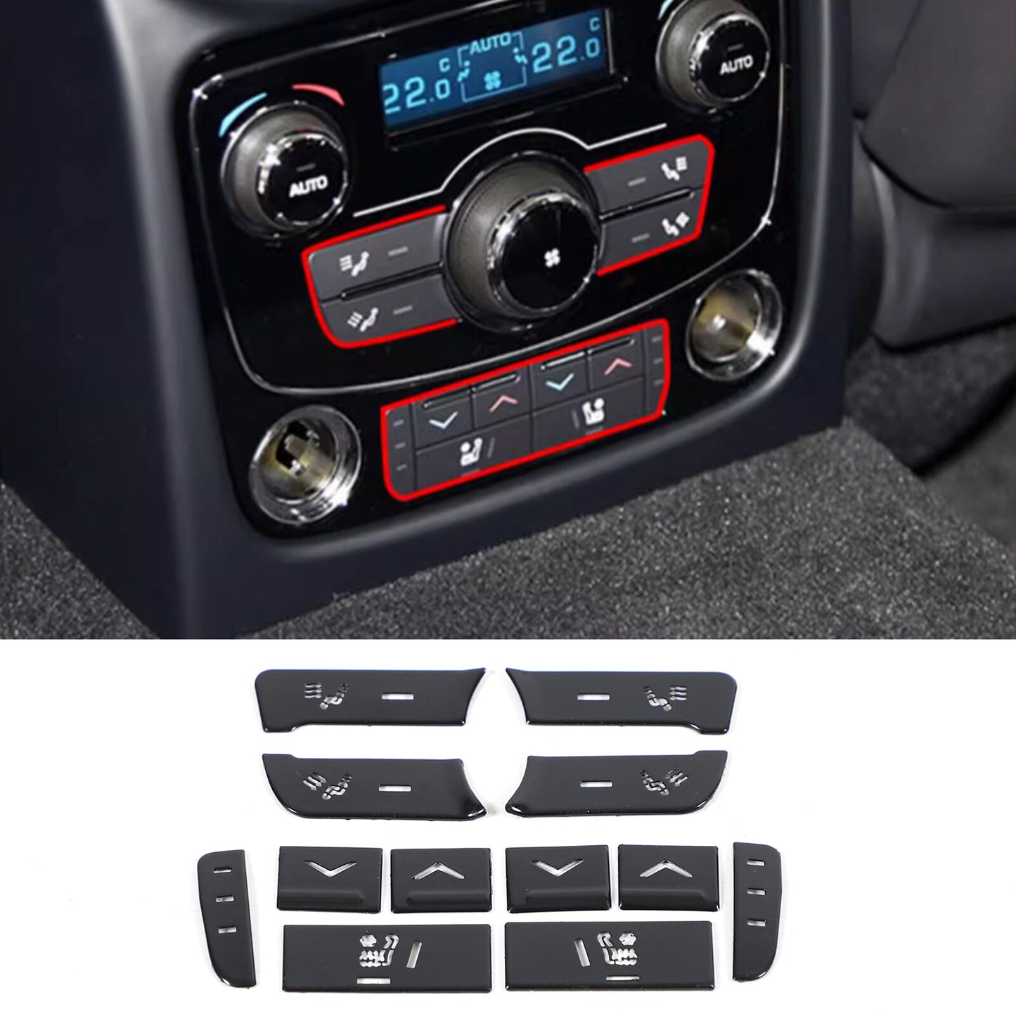 Red Center Console Armrest Box Panel Cover Trim for Corvette C7 2014-19- v