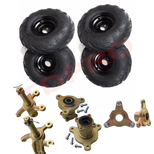 4-piece set of 145/70-6 tires, rims, 6-inch wheels, rims, and steering joints for all-terrain for mini bicycles and four-wheelers.