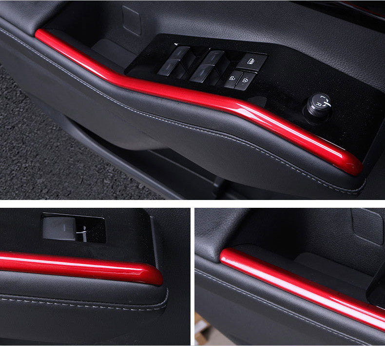 Inner Window Switch Panel Strip Cover Trim 4P Red for Toyota Highlander 20-2024