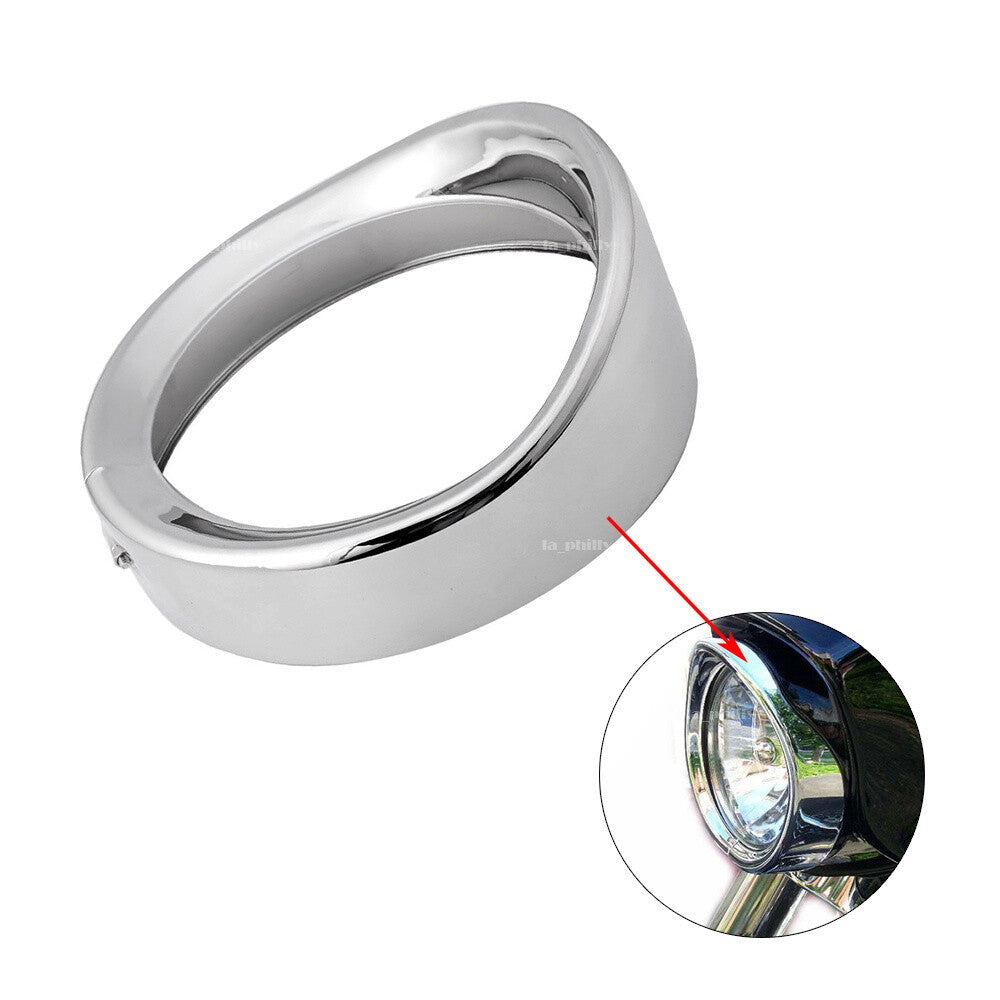 Silver 7Headlight Trim Ring For 1994+ Road King and 2008-2013 Trike models Q