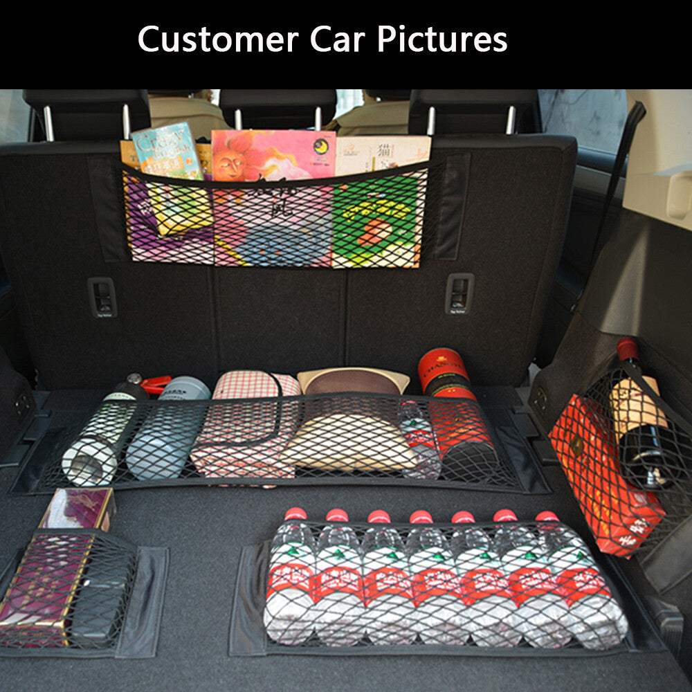 Car Rear for Seat Storage Bag Trunk Mesh Auto Organizer Double-deck Elastic String
