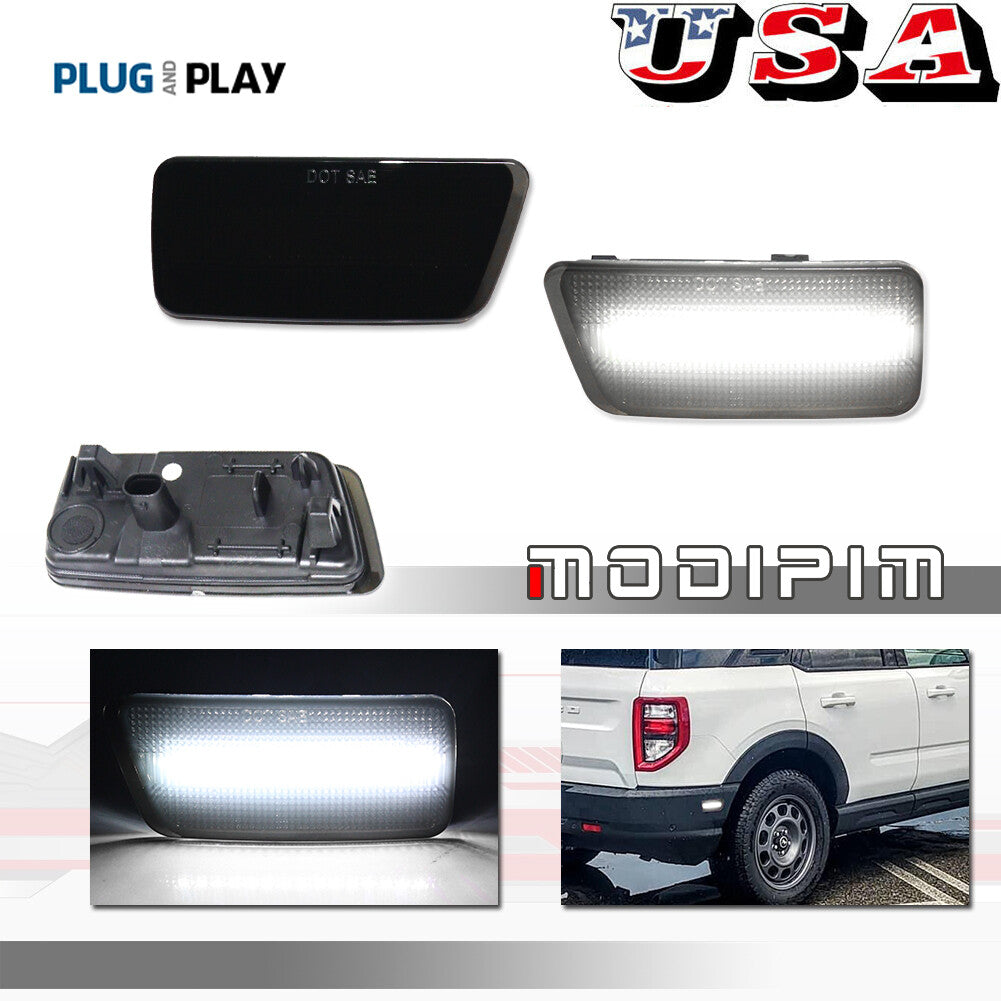 For 2021 - 2023 for Mustang Sport Smoked Rear Side Markers Corner Lights White 2 pcs - v