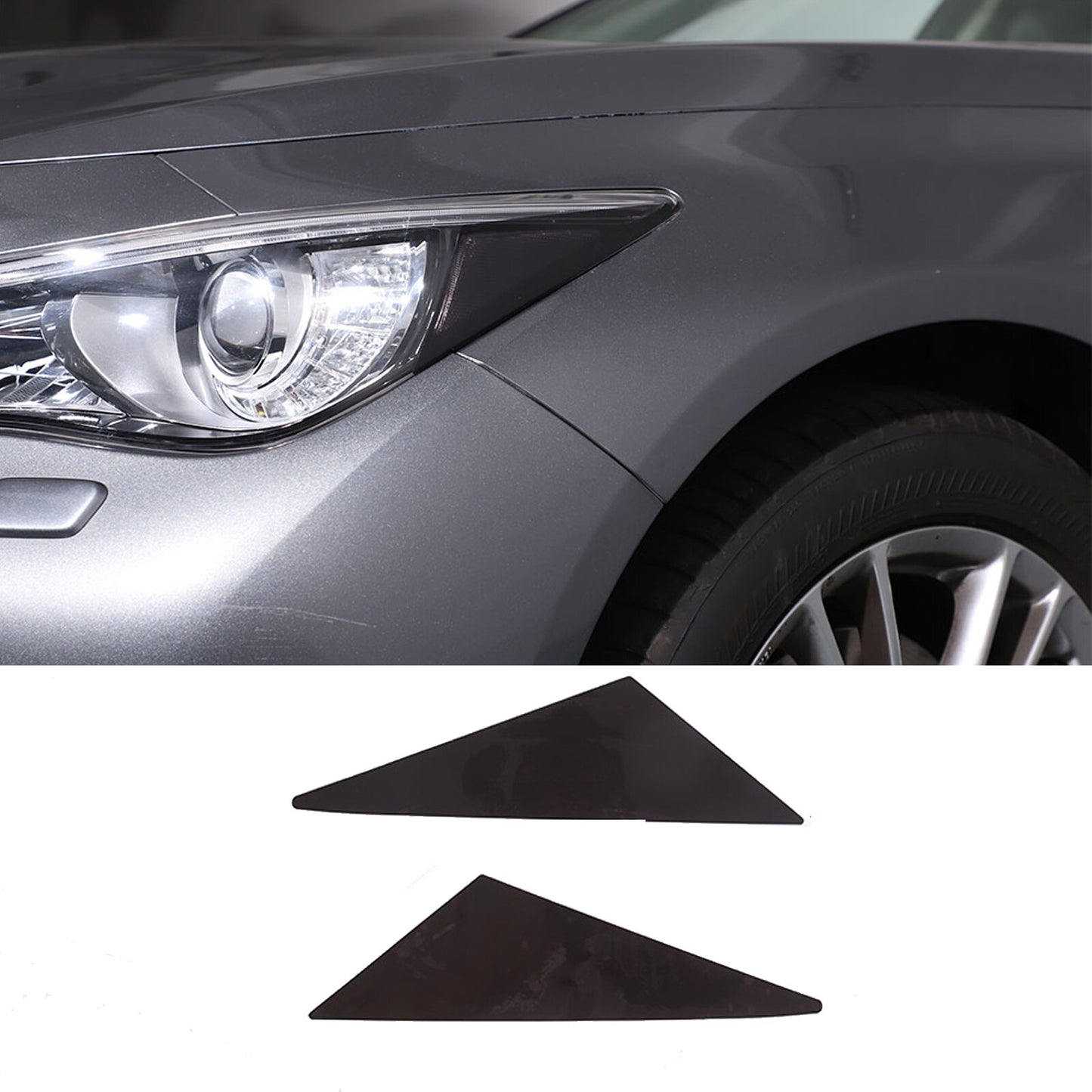 Suitable for 14-22 for Infiniti Q50 headlight side markers, glossy black pre-cut vinyl laminate