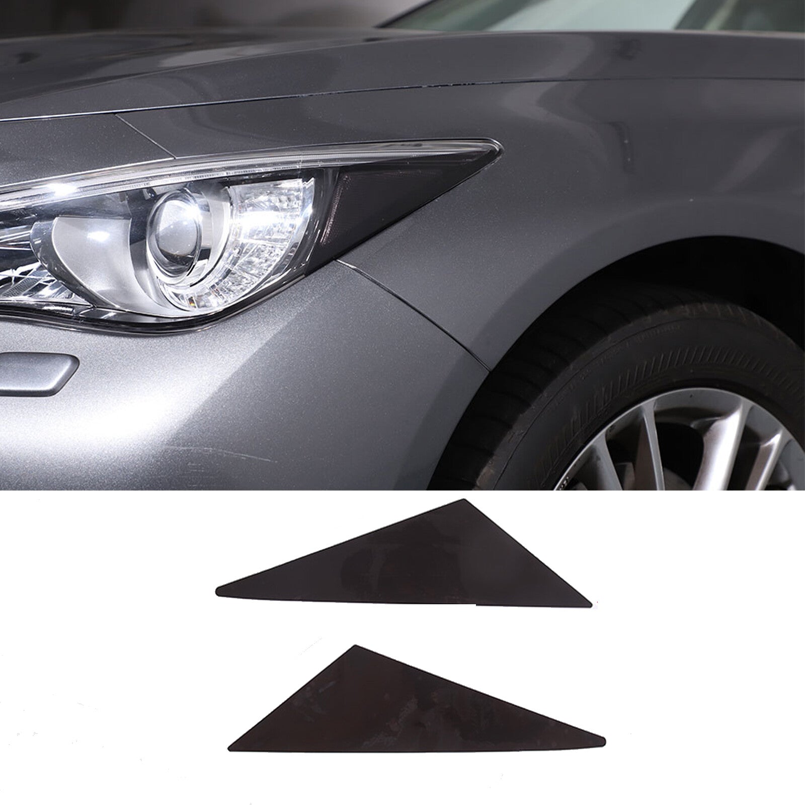 Suitable for 14-22 for Infiniti Q50 headlight side markers, glossy black pre-cut vinyl laminate