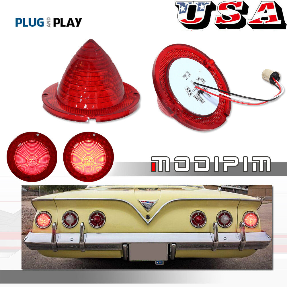 Suitable for 60-61 Impala El Camino Tail Light Red LED Guide Script Pair- v