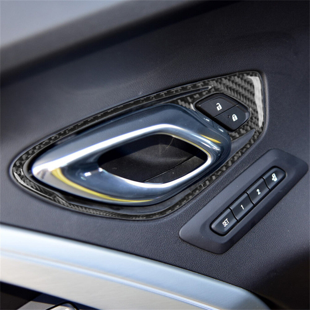 2¡ÁCarbon Fiber Interior Door Handle Panel Cover Fit for Chevrolet Camaro 2016-23
