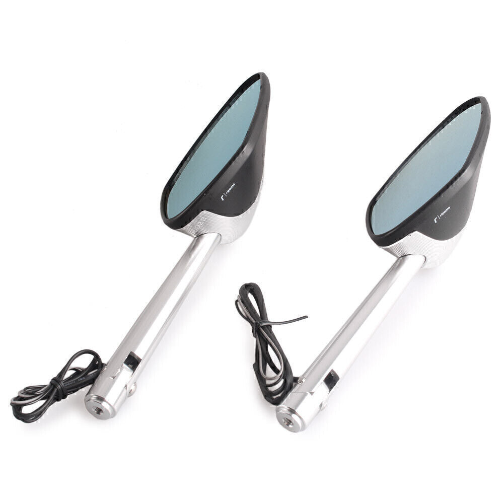 2x Rear Side Mirrors Rearview Turn Signals w/ LED for BMW for Honda for Kawasaki