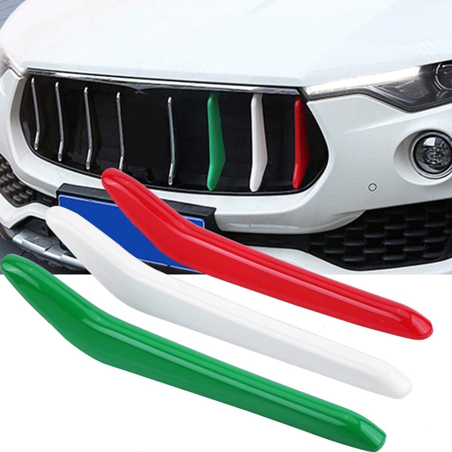 Tricolor Car Front Center Grill Insert Cover Trim for Maserati for Levante 2017-2018