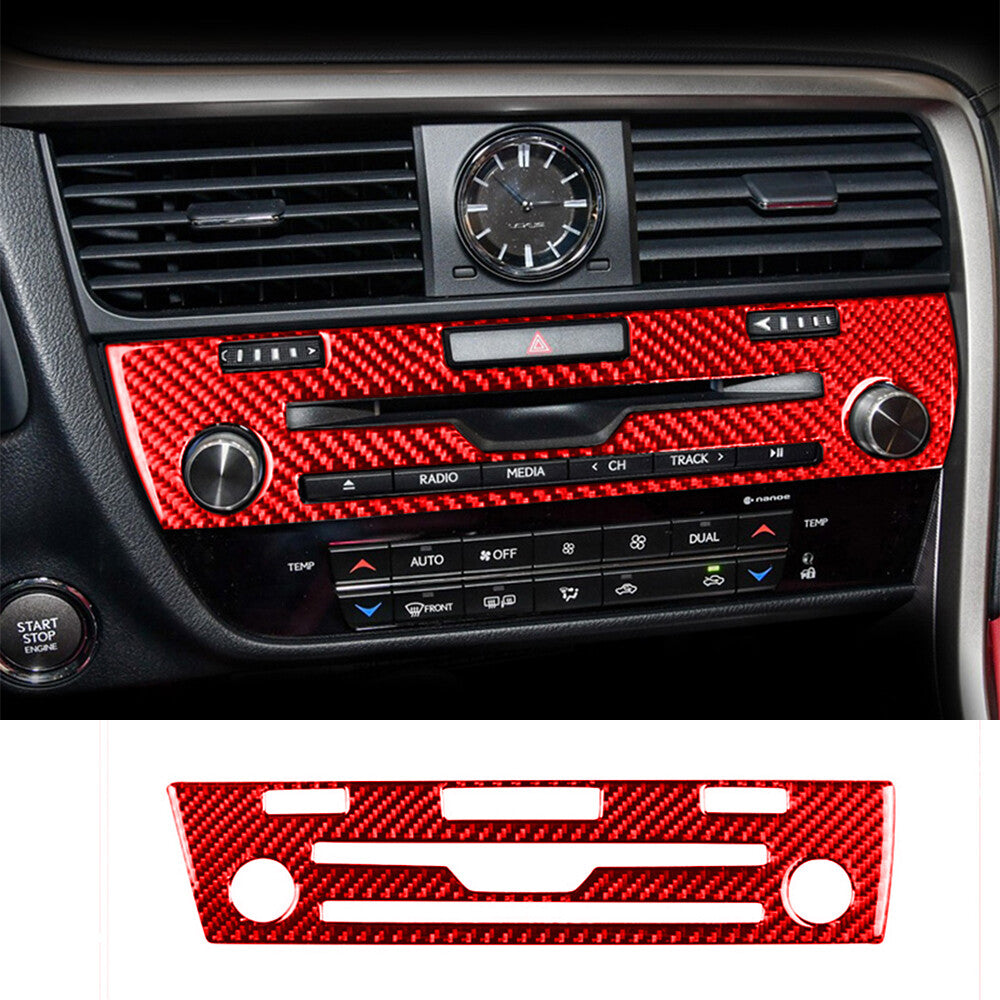 for Lexus RX300 270 200T 450H 16-19Red Carbon Fiber Center Console CD Panel Trim