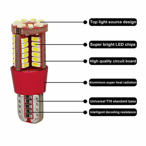 Fit T10 501 194 W5W 3014 LED 57-SMD Car Canbus Error Free Wedge Light Bulb Lamp