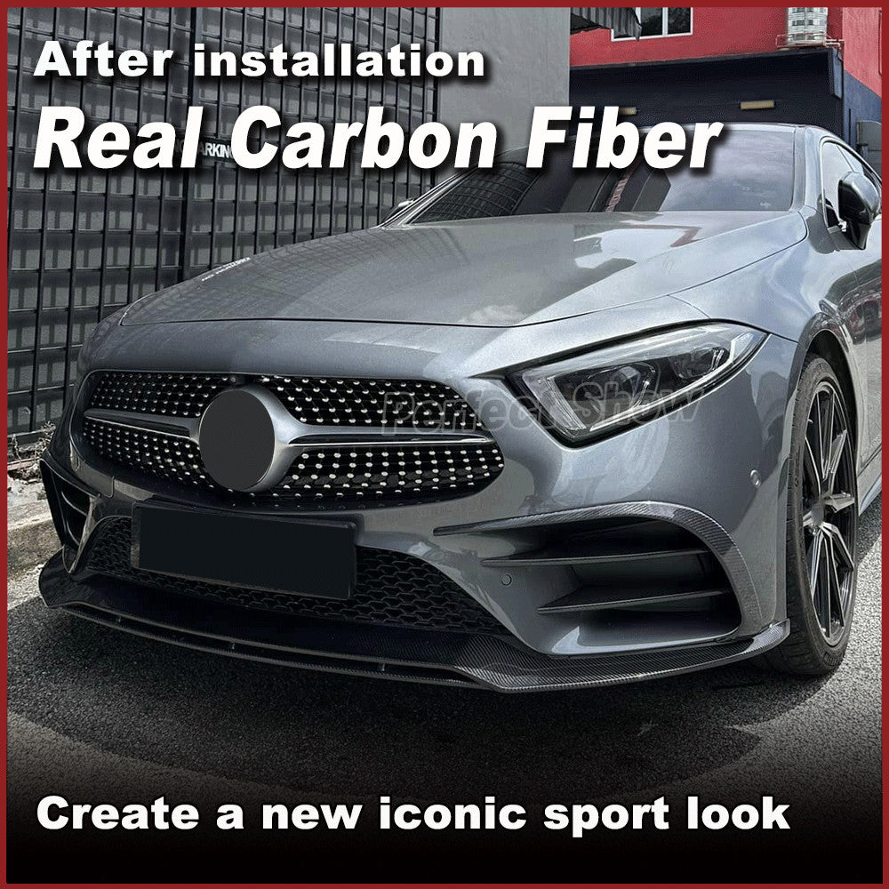 for Benz C257 CLS400 CLS350 18-21 REAL Carbon Front Bumper Canards Splitter Fins