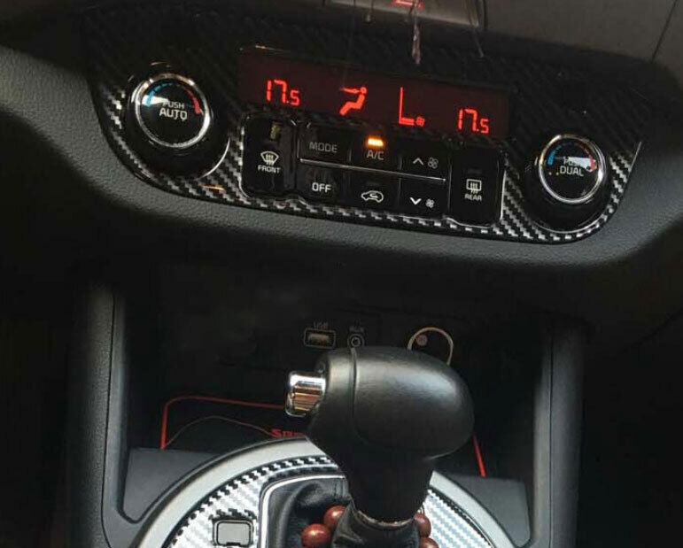 Console AC Switch Control Cover Trim for Kia Sportage R GL 2011-16 Carbon Fiber