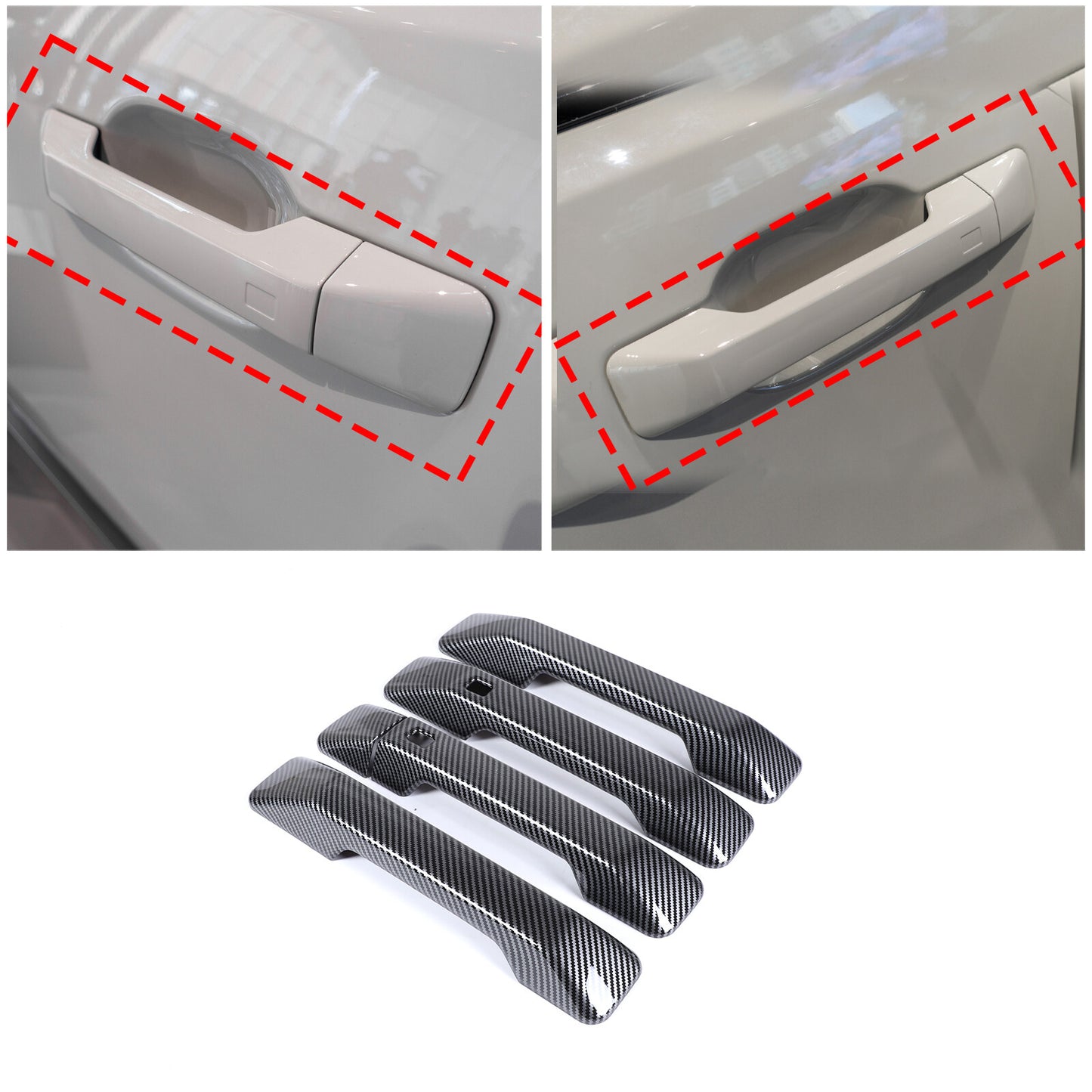Suitable for 2024+ modern Santa Fe door handle cover decorative plastic faux carbon finish - n