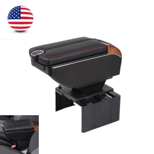 Black armrest box, double-layer car interior storage center console, 7 USB ashtray - n