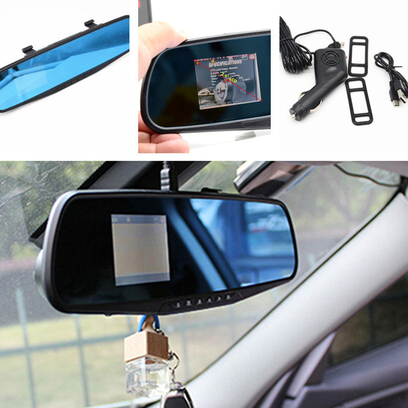Car Vehicle 2.4 Rearview Mirror Camera Dash Cam DVR Recorder Driving Recorder