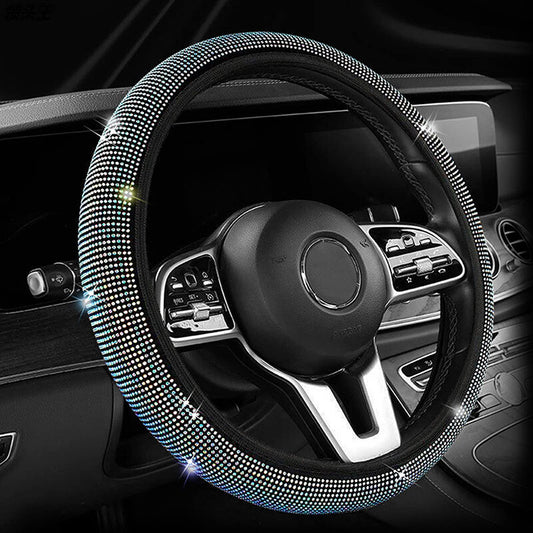 Diamond Steering Wheel Cover with Crystal Universal Fit 15'' Car Wheel Protector Q