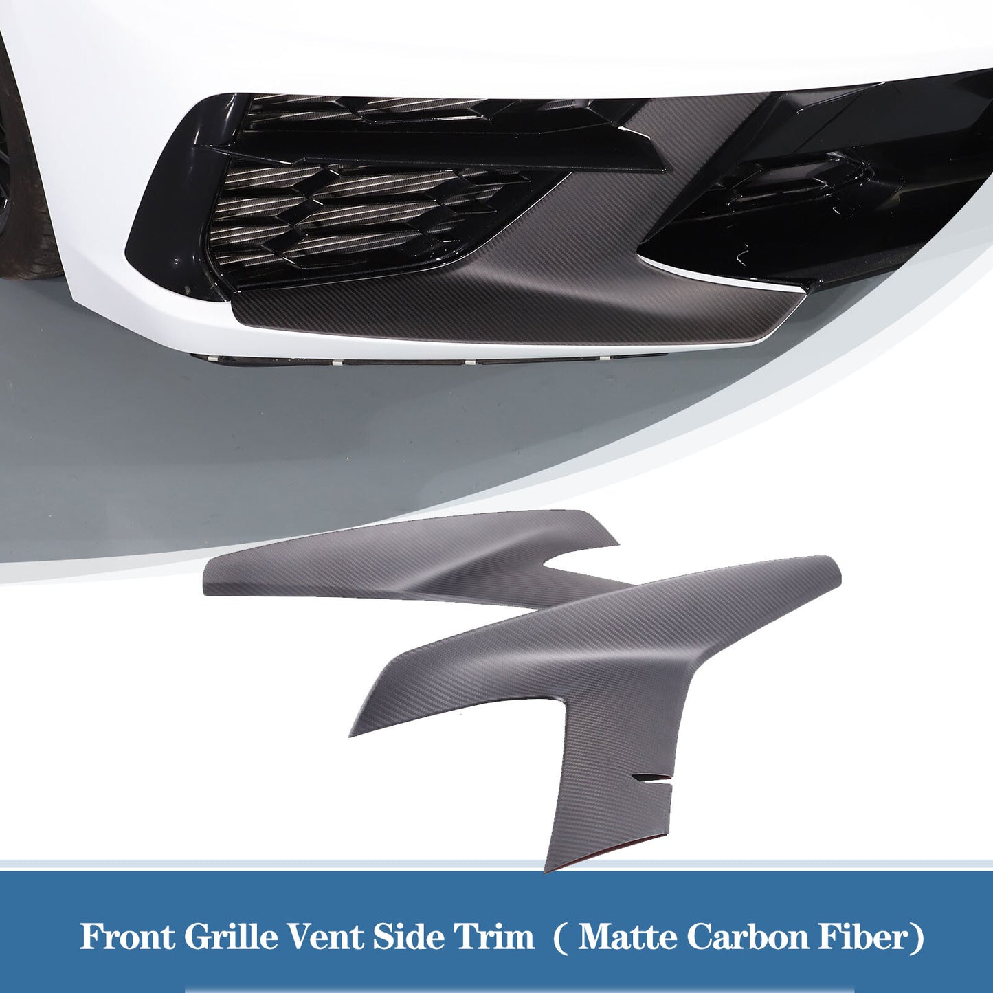 Matte carbon fiber front grille ventilator side trim frame for Corvette C8 20-24
