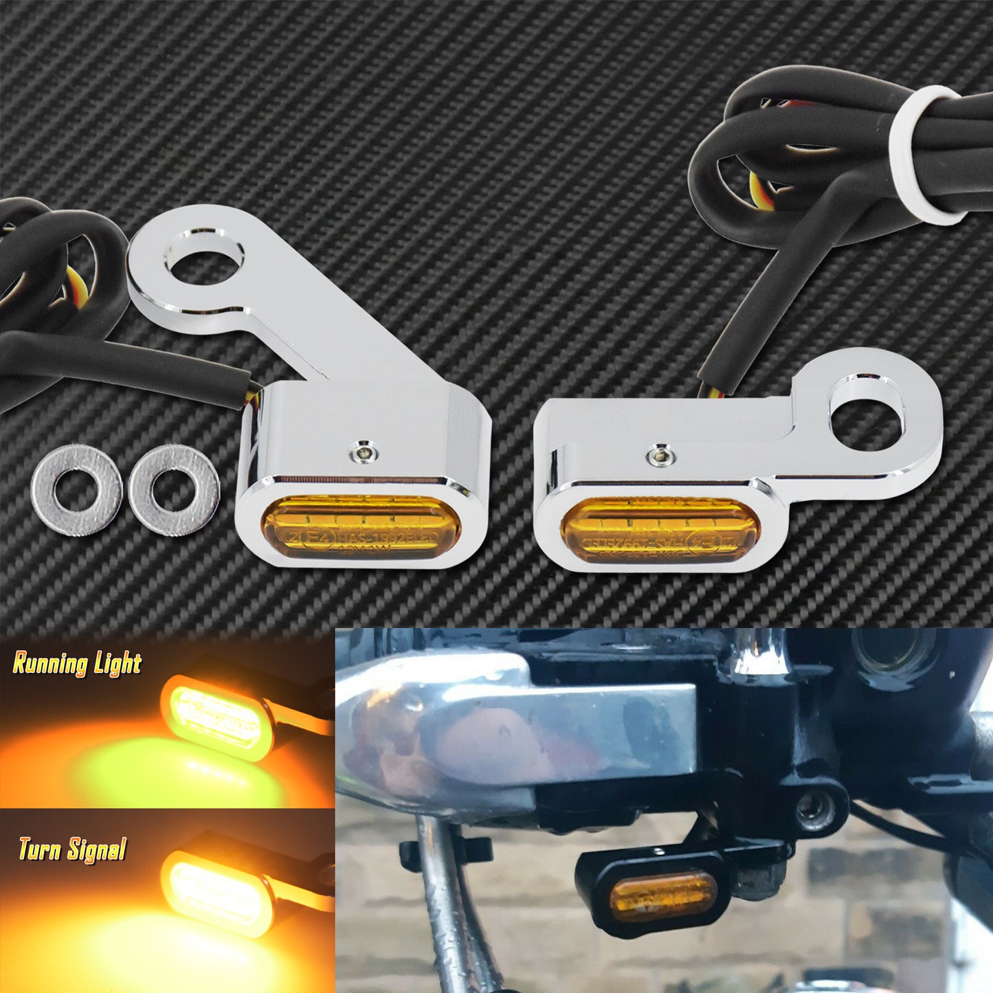 2Pc Brake Clutch LED Turn Signal Indicator Running Light Fit For Sportster 04-20 Q