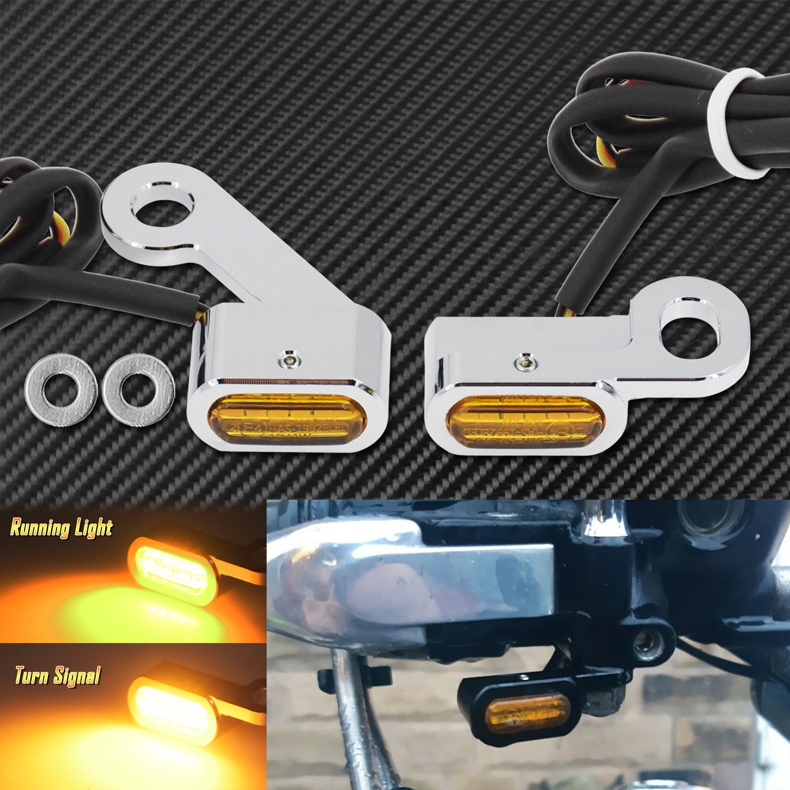2Pc Brake Clutch LED Turn Signal Indicator Running Light Fit For Sportster 04-20 Q