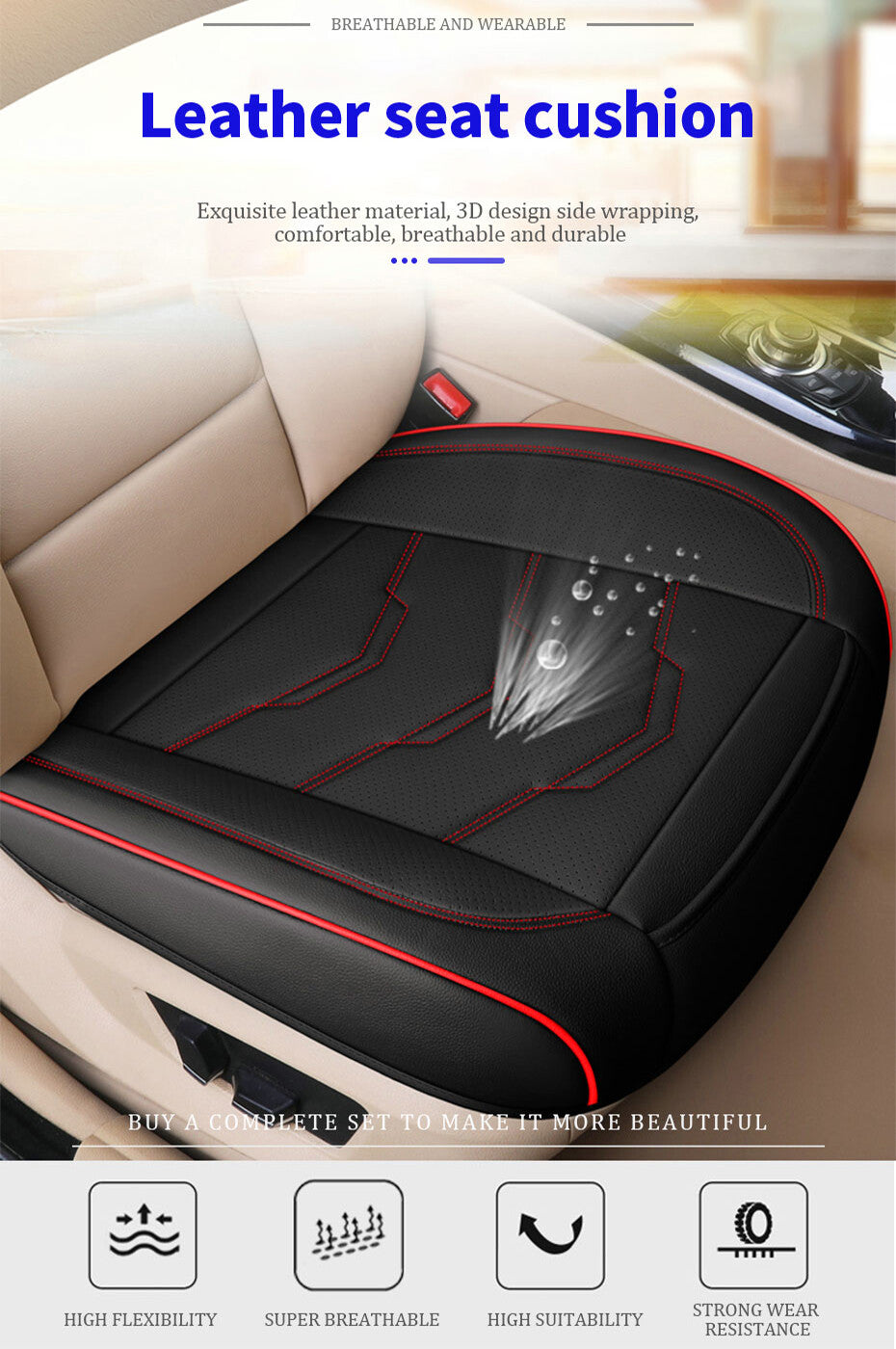PU Leather Front Cover Car for Seat Cover Protector Cushion For Interior Accessories