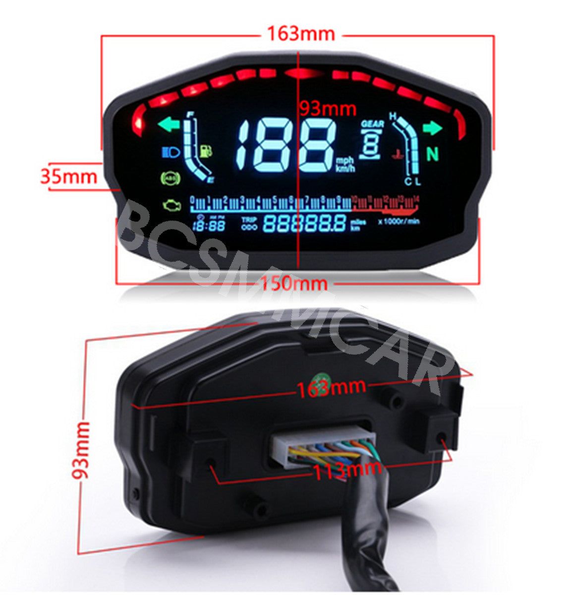 1Universal Motorcycle Speedometer Digital Gauges Odometer Tachometer W/ Sensor n