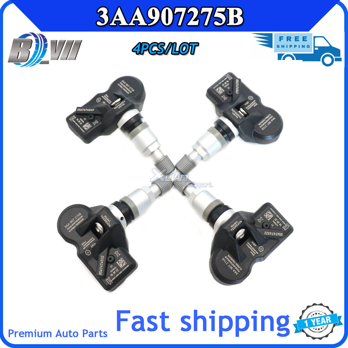 3AA907275B 433MHz 2012-17 4x TPMS Tire Pressure Sensor for Volkswagen for Tiguan CC