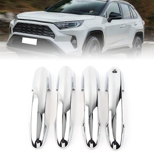 4x Chrome Car Door Side Handles Cover Trim Decor for Toyota New RAV4 2019 2020