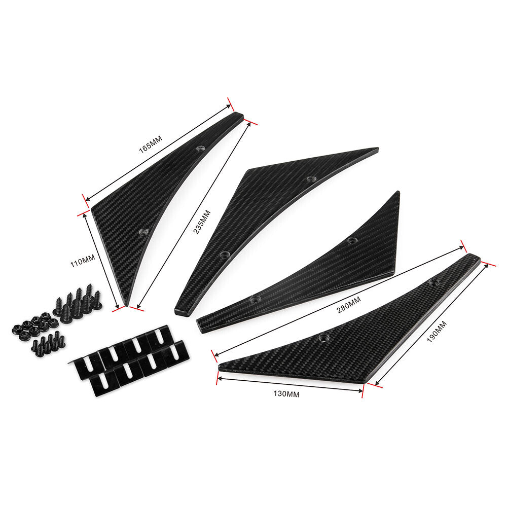 Carbon Fiber Pattern Car Bumper Fin Canard Splitter Diffuser Valence Spoiler Lip Q