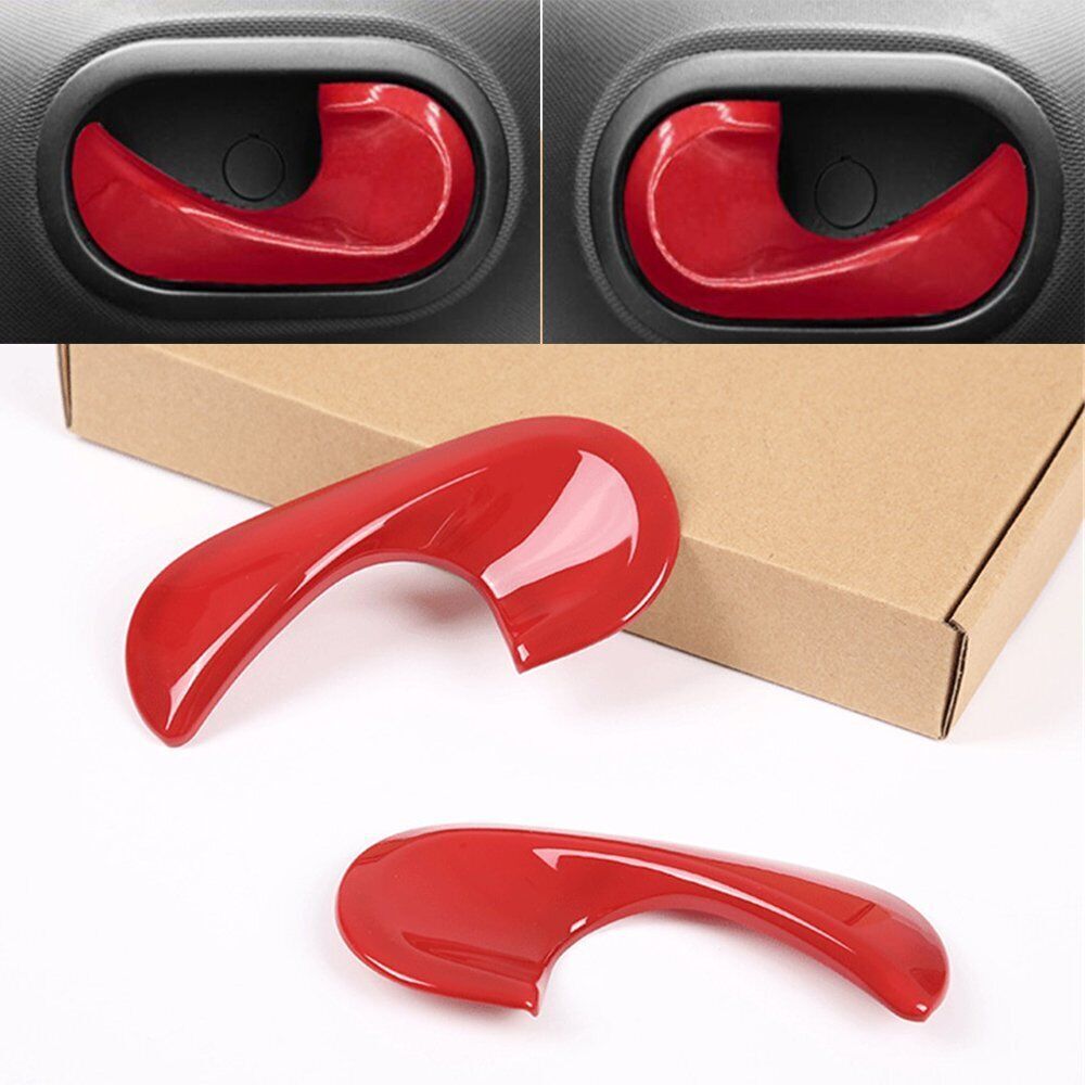 2x Red ABS Interior Door Handle Panel Covers for Smart 2015-2020 n