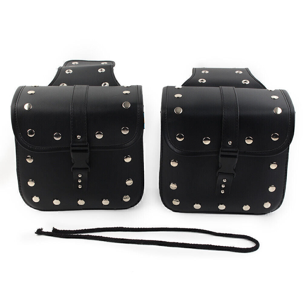 Pair Universal Motorcycle Saddle Bags Side Storage Luggage Bag Fork Tool Pouch Q