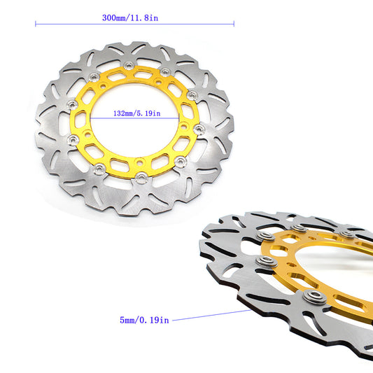 Gold front and rear brake rotor discs for Yamaha YZF R15 motorcycles (2013-2021/2020-)