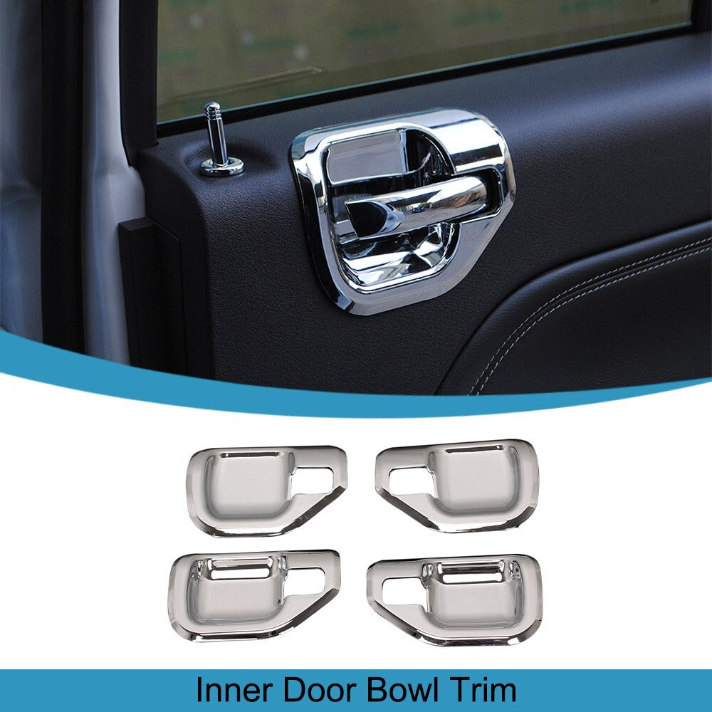 4PCS Chrome Inner Door Bowl Handle Shell Cover Trim for Jeep Compass 2010-2016