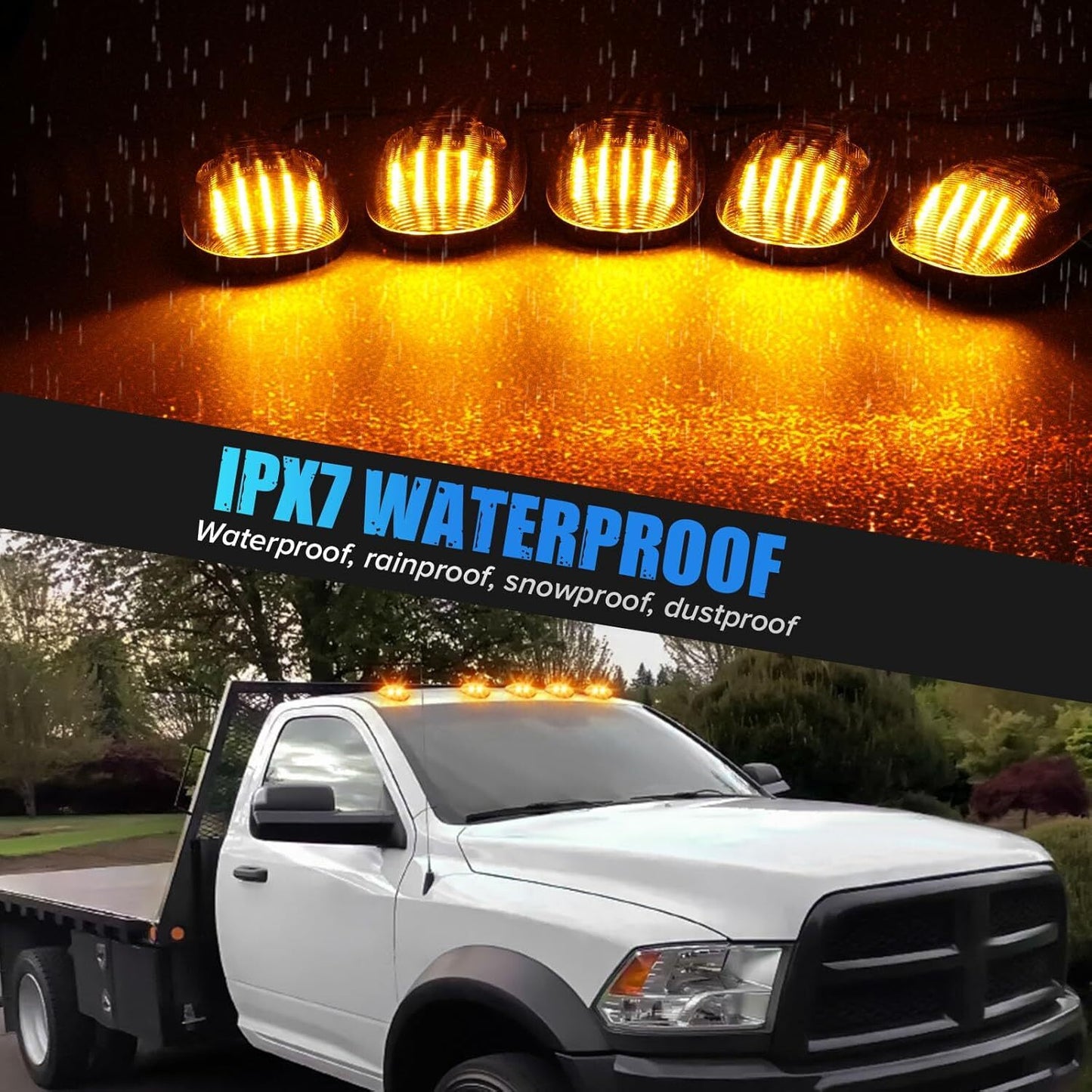 Pack Cab Roof Running Lights for CHRome Housing Yellow LED For 99-01 for Dodge for Ram Trucks - v