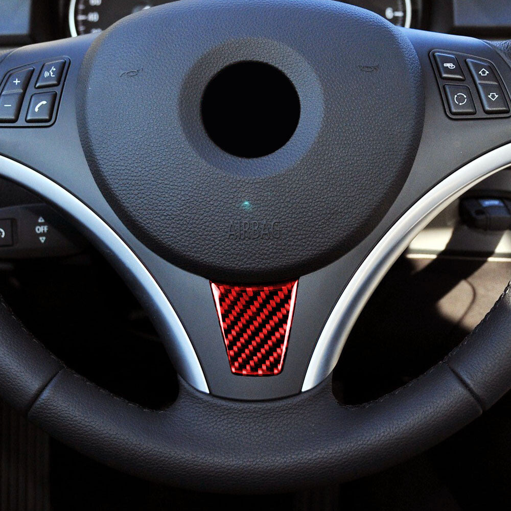 Red Carbon Fiber Interior Steering Wheel Trim for BMW 3 Series E90 E92 2005-2012