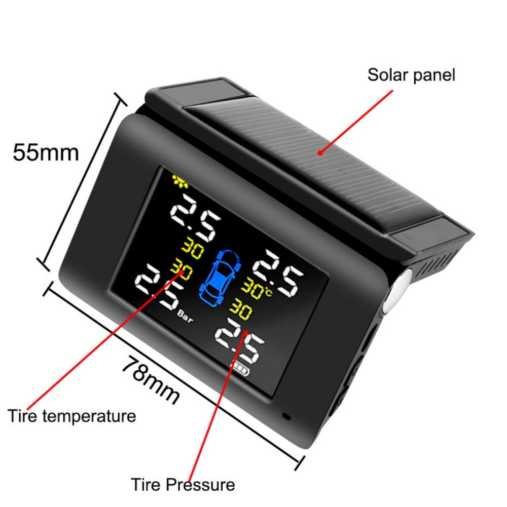 LCD-Display 4-Sensors TPMS Car Tire Pressure Monitoring System Wireless Solar. n