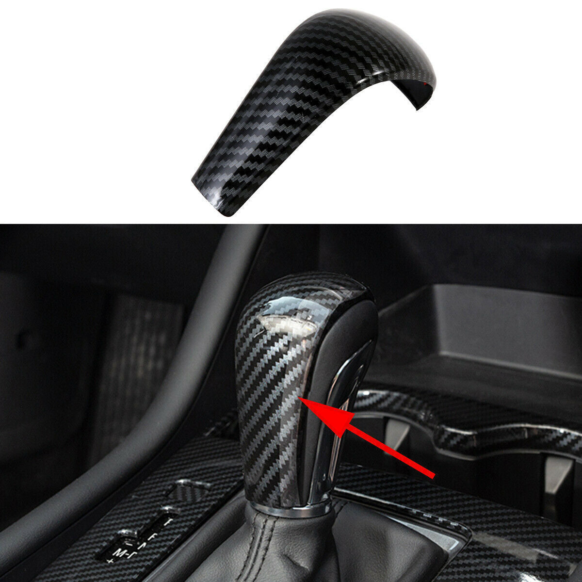 For 2019-2022 for Mazda 3 ABS Carbon Fiber Style Gear Shift Knob Head Cover Trim