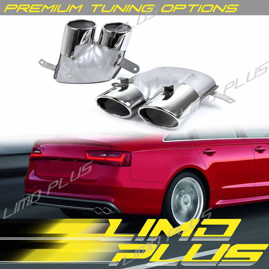 S6 Style Chrome Exhaust Muffler Tips for Audi for A6 S-line Sline 2016-2018 Q