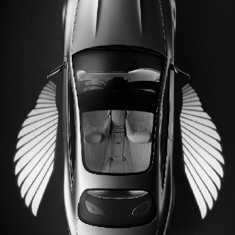 2Pcs Car Rearview Mirror Side LED Angel Wing Light Welcome Lamp Shadow Projector