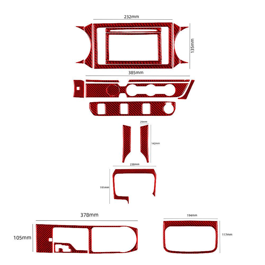16Pcs Red Carbon Fiber Interior Kit Cover Trim for Dodge for Challenger 2008-2014 v