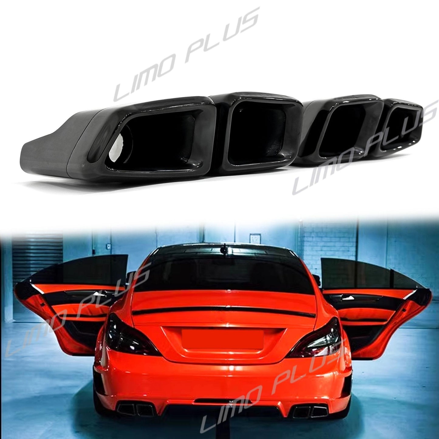 AMG Quad Exhaust Tips Pipes Black for Mercedes E63 C63 CL63 CLS63 ML63 GL63 Q