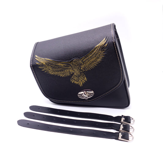 Black PU Leather for Eagle Saddlebag Luggage Bag Pannier Bag for Harley for Honda for Suzuki Q